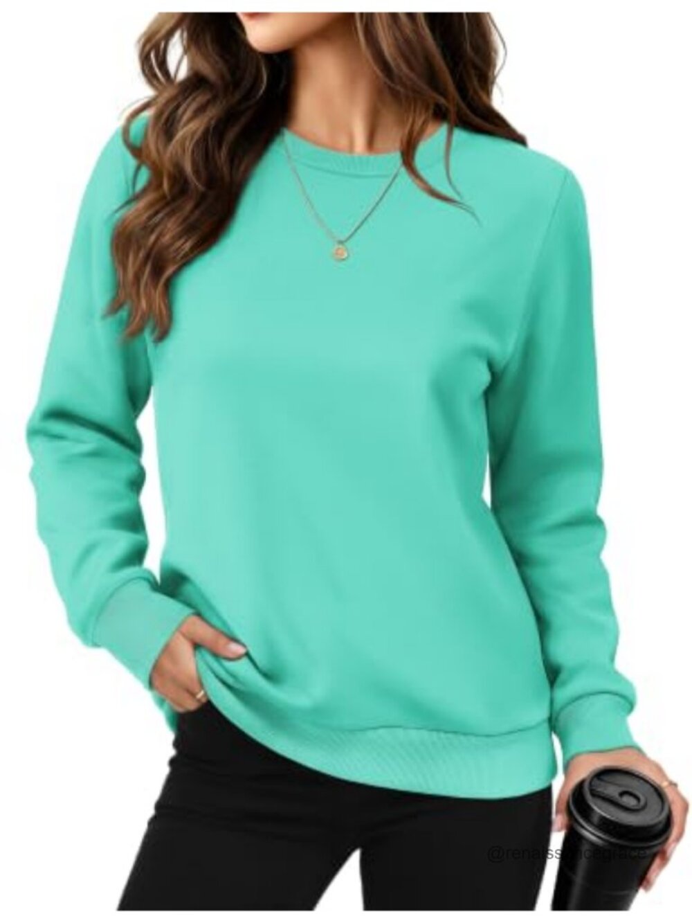 Fleece Lined Crewneck Sweatshirt Long Sleeve Warm Pullover